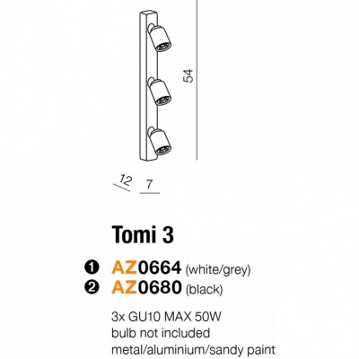 Бра - спот AZzardo TOMI 3 BLACK AZ0680