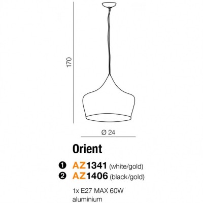 Подвесной светильник AZzardo ORIENT WHITEGOLD AZ1341