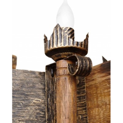 Люстра з дерева Факел - Стандарт - Рамка 18 ламп Стара Бронза, Дерево Старе темне