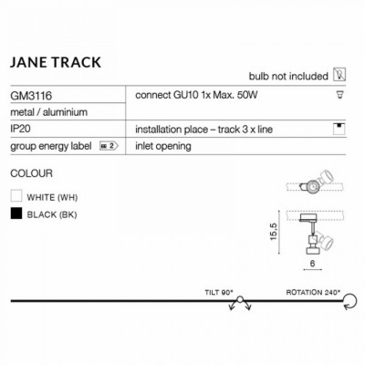 Трековый светильник AZzardo JANE TRACK BLACK AZ2457