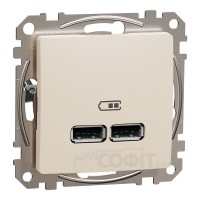 Розетка USB тип A+A 2.1A, бежевий, Sedna Design & Elements SDD112401, Schneider Electric