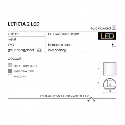 Архітектурне освітлення AZzardo LETICIA 2 LED BK AZ4469
