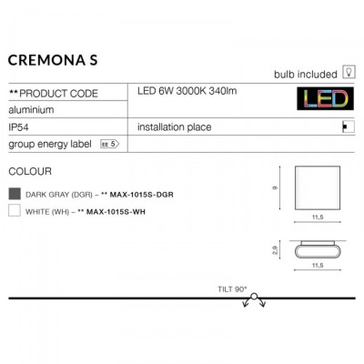 Архитектурное освещение AZzardo CREMONA S BK AZ4339
