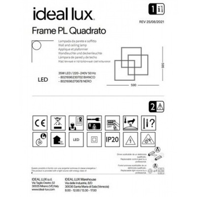 Люстра Ideal Lux FRAME PL QUADRATO NERO 270678 Люстра Ideal Lux FRAME PL QUADRATO NERO 270678