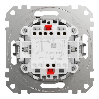 Двухклавишный кнопочный выключатель, без фиксации, матовый алюминий, Sedna Design & Elements SDD170118, Schneider Electric