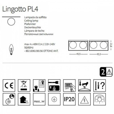 Потолочный светильник Ideal Lux LINGOTTO PL4 198156 Потолочный светильник Ideal Lux LINGOTTO PL4 198156
