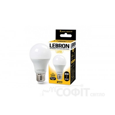 Лампа світлодіодна LED Lebron L-A60 8W E27 4100K 220V 700Lm 11-11-18