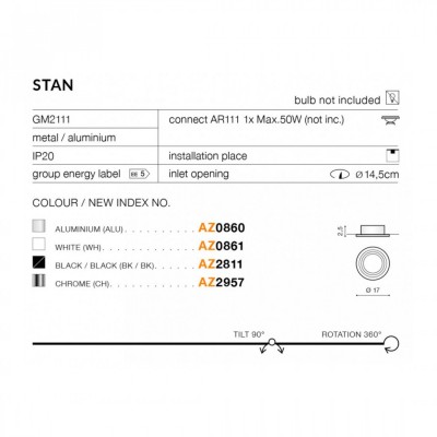 Точковий світильник AZzardo STAN WHITE AZ0861