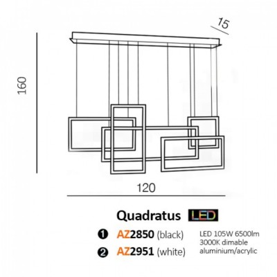 Підвісний світильник AZzardo QUADRATUS BLACK AZ2850