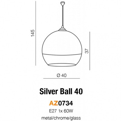 Подвесной светильник AZzardo SILVER BALL 40 AZ0734 Подвесной светильник AZzardo SILVER BALL 40 AZ0734