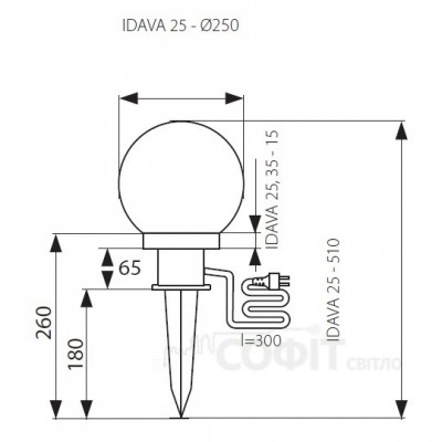 Светильник грунтовый Kanlux IDAVA 25 IP44 23510 Шар садово-парковый