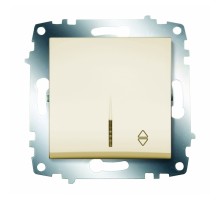 Выключатель 1 клавишный проходной с подсветкой LED ABB Cosmo бежевый 619-010300-210