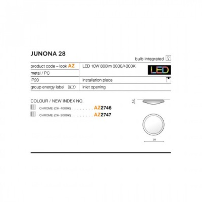 Потолочный светильник AZzardo JUNONA 28 4000K CHROME AZ2746