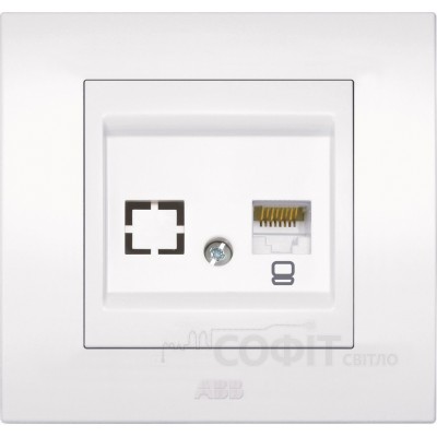 Розетка компьютерная RJ45 CAT6 + гнездо ABB Cosmo белый 619-010200-247