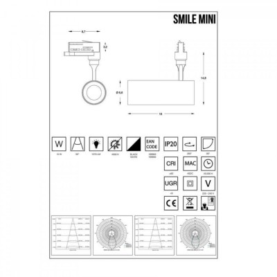 Трековий світильник Ideal Lux SMILE 15W CRI80 50° 3000K BK 189949 Трековий світильник Ideal Lux SMILE 15W CRI80 50° 3000K BK 189949