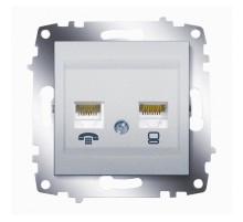 Розетка TF RJ11, компьютерная RJ45 CAT6 ABB Cosmo алюминий 619-011000-249