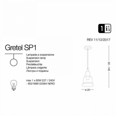 Підвісний світильник Ideal Lux GRETEL SP1 122564