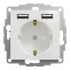 Розетка с заземлением и защитными шторками + 2 USB тип А, білий, Sedna Design & Elements SDD111052, Schneider Electric