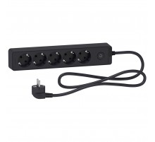 Подовжувач Unica Extend 5 гнізд 1,5м Чорний ST9451B Schneider Electric
