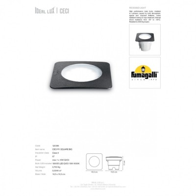 Почвенный светильник Ideal Lux CECI PT1 SQUARE BIG 120386 Почвенный светильник Ideal Lux CECI PT1 SQUARE BIG 120386