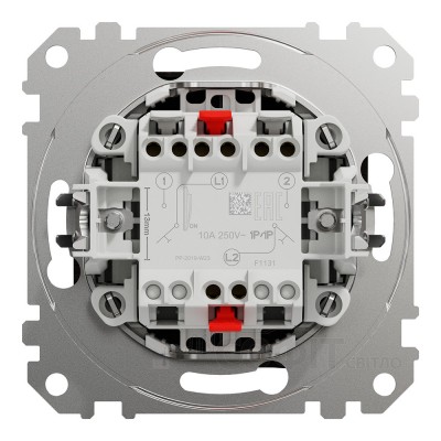 Двухклавишный кнопочный выключатель, без фиксации, венге, Sedna Design & Elements SDD181118, Schneider Electric