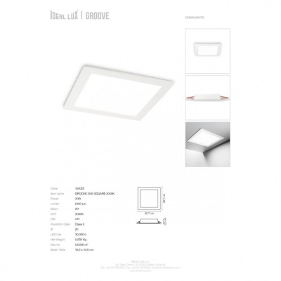 Точечный светильник Ideal Lux GROOVE 30W SQUARE 3000K 124025