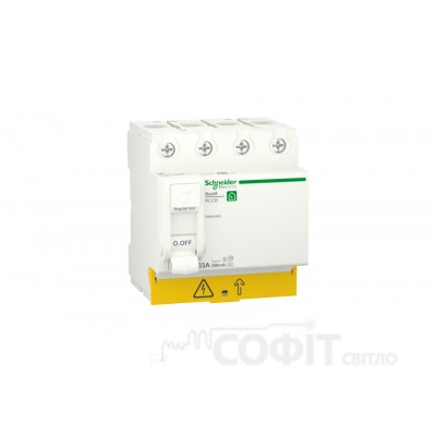 Выключатель дифференциального тока (УЗО) 63А, 300мА, 4 полюса, Тип A, селективный Schneider Electric RESI9 R9R65463