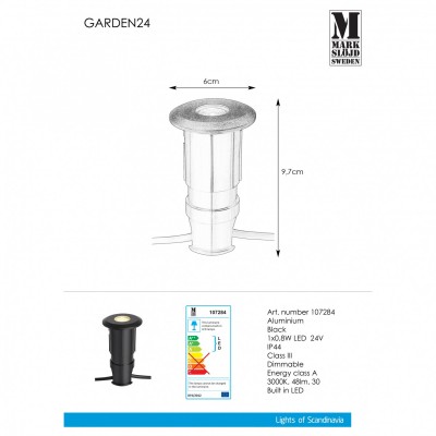 Уличный светильник MarkSlojd Sweden GARDEN 24 Decklight 0,8W 60mm Black 107284