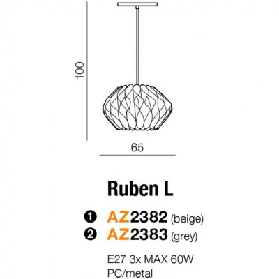 Підвісний світильник AZzardo RUBEN L GREY AZ2383