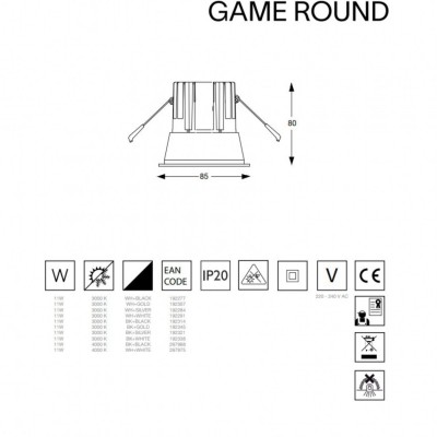 Точечный светильник Ideal Lux Game fi round 11w 4000k 267975 Точечный светильник Ideal Lux Game fi round 11w 4000k 267975