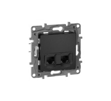 Двойная компьютерная розетка RJ45 Кат. 5e UTP, антрацит, Legrand Etika 672655
