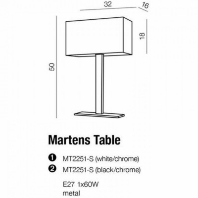 Настольная лампа AZzardo MARTENS TABLE WHITE AZ1527