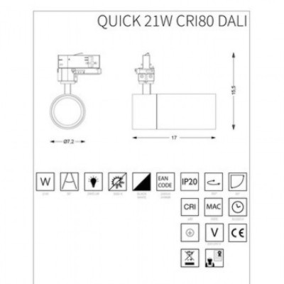 Трековий світильник Ideal Lux QUICK 21W CRI80 30° 3000K WH 1-10V 249650 Трековий світильник Ideal Lux QUICK 21W CRI80 30° 3000K WH 1-10V 249650