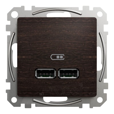 Розетка USB тип A+A 2.1A, венге, Sedna Design & Elements SDD181401, Schneider Electric