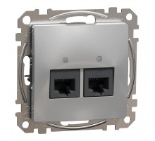 Розетка подвійна комп'ютерна RJ45 кат. 5e UTP, алюміній, Sedna Design & Elements SDD113452, Schneider Electric