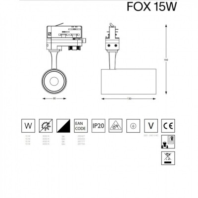 Трековий світильник Ideal Lux Fox 15w cri80 41° 4000k 267784 Трековий світильник Ideal Lux Fox 15w cri80 41° 4000k 267784