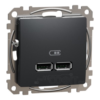 Розетка USB тип A+A 2.1A, чорний, Sedna Design & Elements SDD114401, Schneider Electric