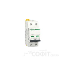 Автоматичний вимикач 0,5А, 2 полюси, крива C, 6кА Schneider Electric Acti9 iC60N A9F74270