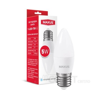 Лампа світлодіодна C37 Maxus 1-LED-738 5W 4100K 220V E14