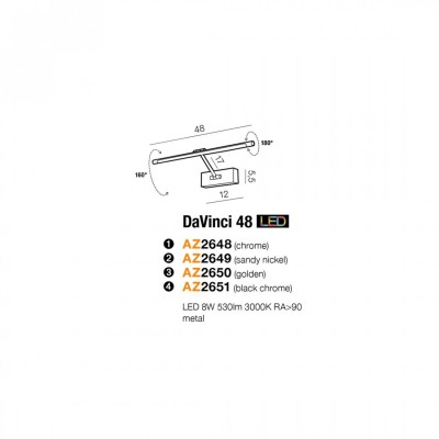 Бра AZzardo DAVINCI 48 BLACK CHROME AZ2651