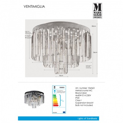 Люстра MarkSlojd Sweden VENTIMIGLIA Plafond 4L 42cm Black/MC 106563 Люстра MarkSlojd Sweden VENTIMIGLIA Plafond 4L 42cm Black/MC 106563