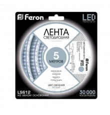 Світлодіодна стрічка Feron SANAN LS612 120SMD/м 12V IP22 білий