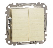 Вимикач двоклавішний прохідний (перемикач), береза, Sedna Design & Elements SDD180108, Schneider Electric