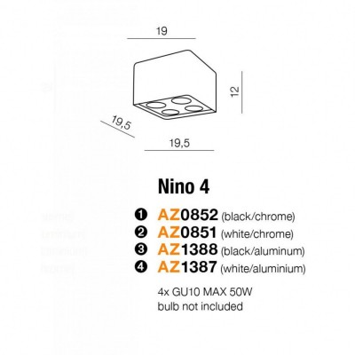 Точечный светильник AZzardo NINO 4 BLACK ALUMINUM AZ1388