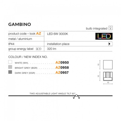 Бра AZzardo GAMBINO 4000K DGR AZ4471
