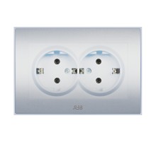 Розетка двойная с заземлением ABB Cosmo алюминий 632-011000-907