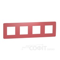 Рамка 4-постовая, красный/белый, Unica New Studio Color, NU280813 Schneider Electric