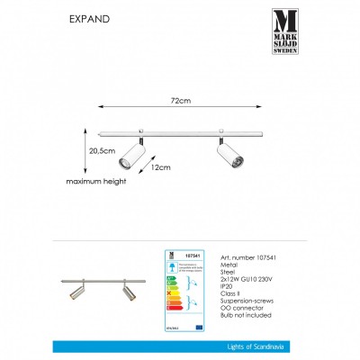 Спот MarkSlojd Sweden EXPAND Spot 2L 70cm Gu10 Cylinder Steel 107541