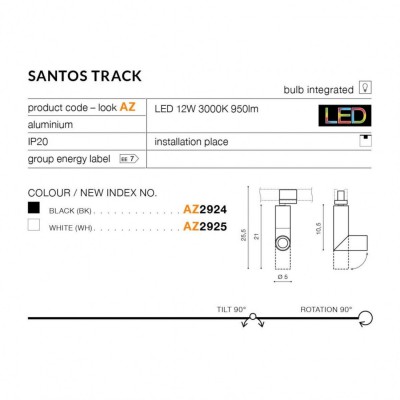 Трековий світильник AZzardo SANTOS TRACK WHITE AZ2925