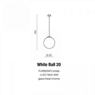 Підвісний світильник AZzardo WHITE BALL 20 AZ1325